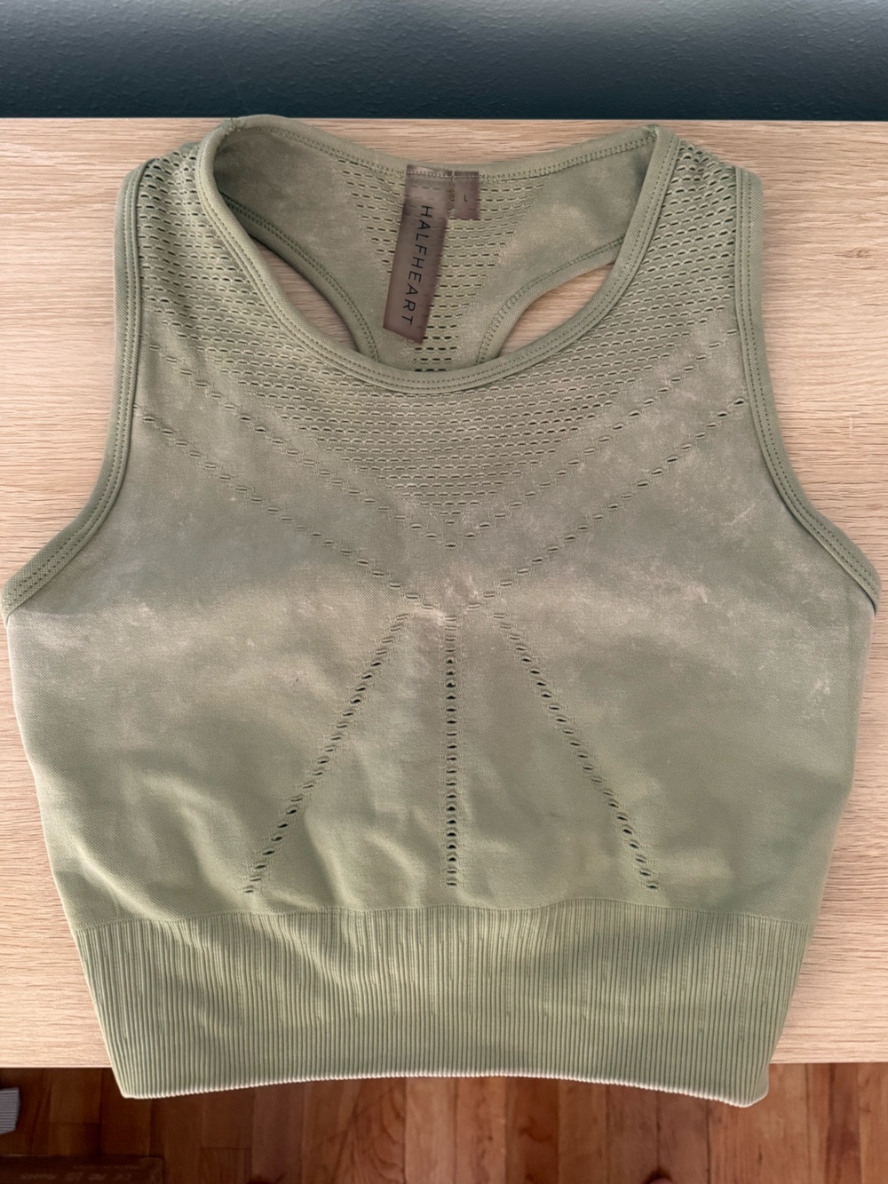 Halfheart Olive Green Seamless Longline Sports Bra Crop Tank Women’s Size L